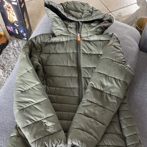 SAVE THE DUCK Olive Green Puffer Jacket